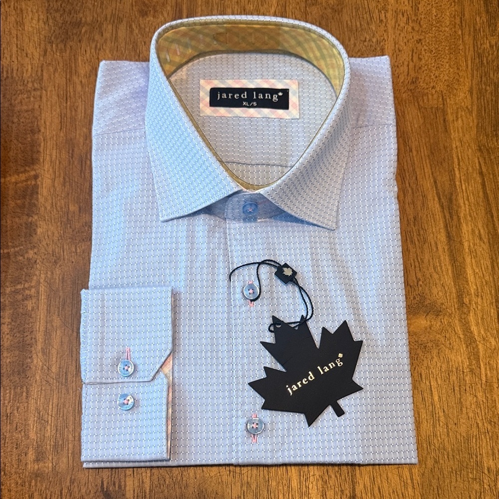 Jared Lang Sky Blue Geometric Dress Shirt